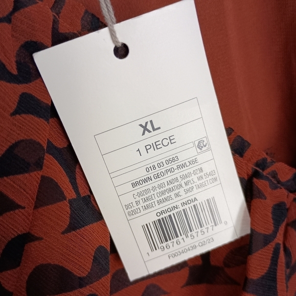 NWT A New Day Long Sleeve Ruched Front Bodycon Dress in Clay/Blk Combo - Picture 7 of 10